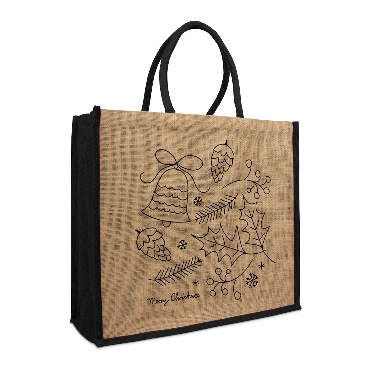 Jute kersttassen met gekleurde koorden Christmas Doodle