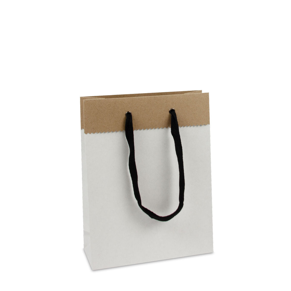 Luxe tassen van gerecycled wit/bruin duplex papier