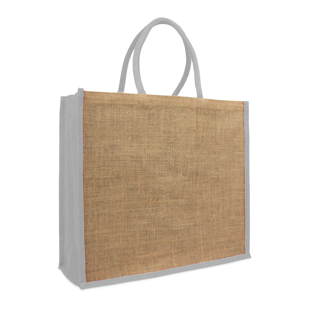 Jute tassen met gekleurd koord en zijvouwen