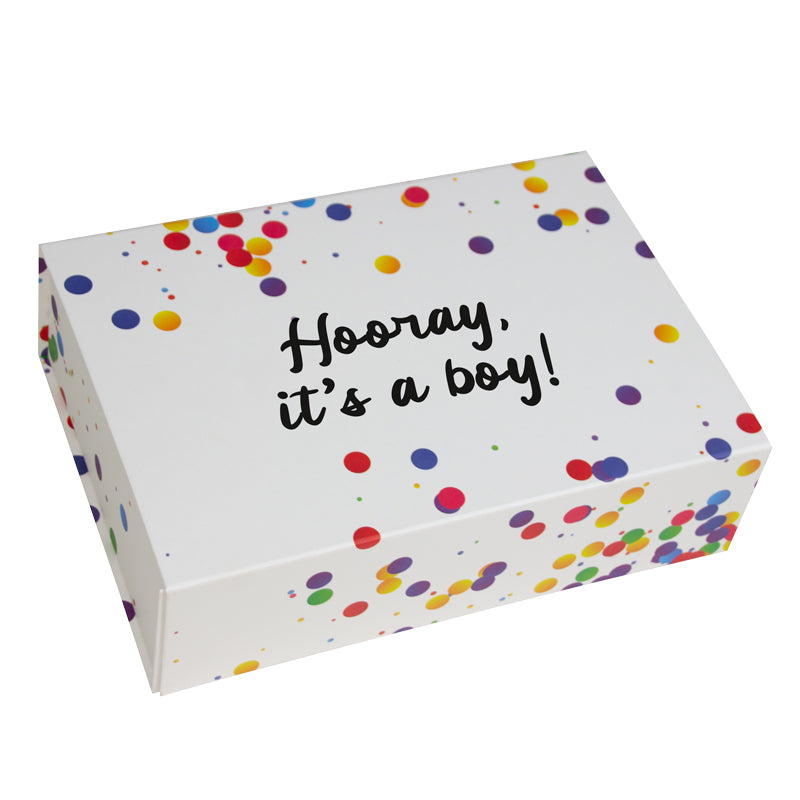 Confetti magneetdozen "Hooray it's a boy!"