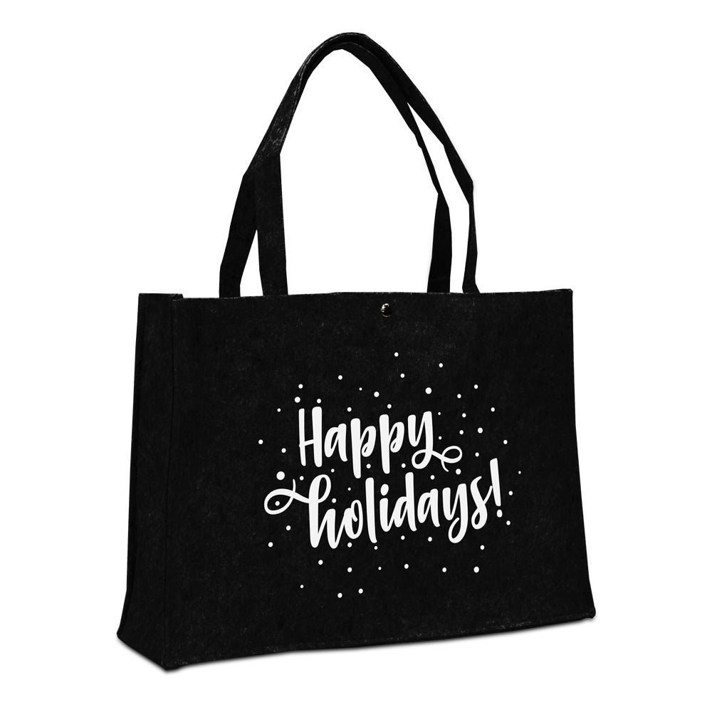 Vilten kersttassen "Happy holidays!"