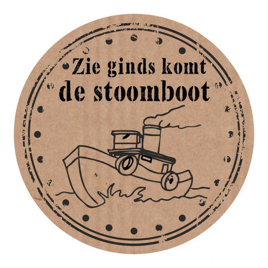 Etiketten Zie ginds komt de stoomboot
