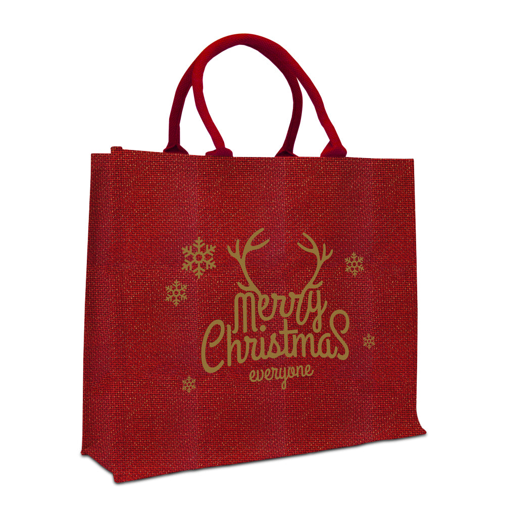 Jute glitter kersttassen "Merry Christmas"
