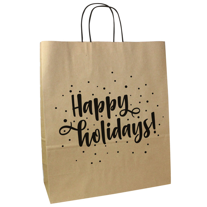Papieren kersttassen Happy Holidays
