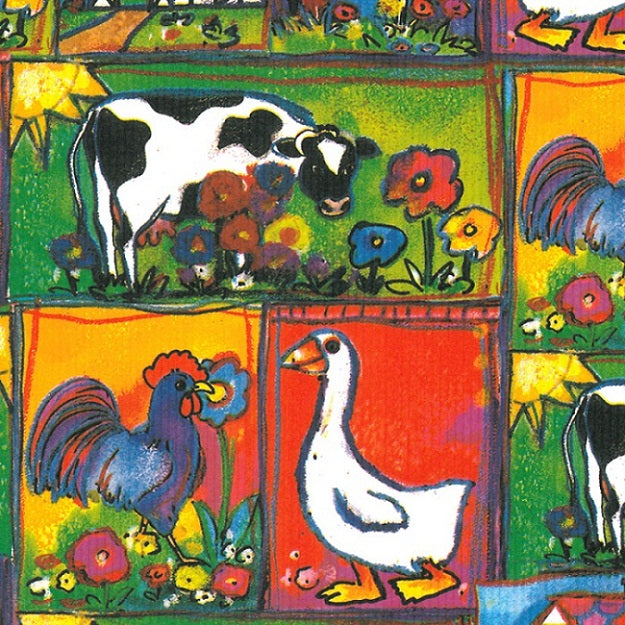 Wit gestreept inpakpapier Boerderij dessin