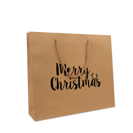 Kraft papieren kersttassen "Merry Christmas"