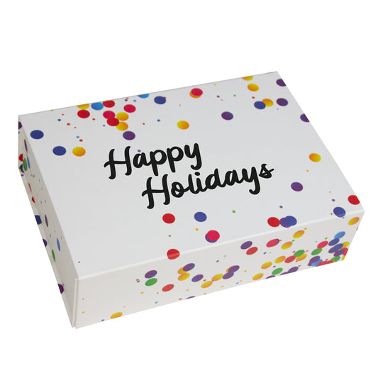 Confetti magneetdozen "Happy Holidays"