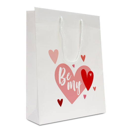 Luxe papieren valentijn tassen "Be my valentine"