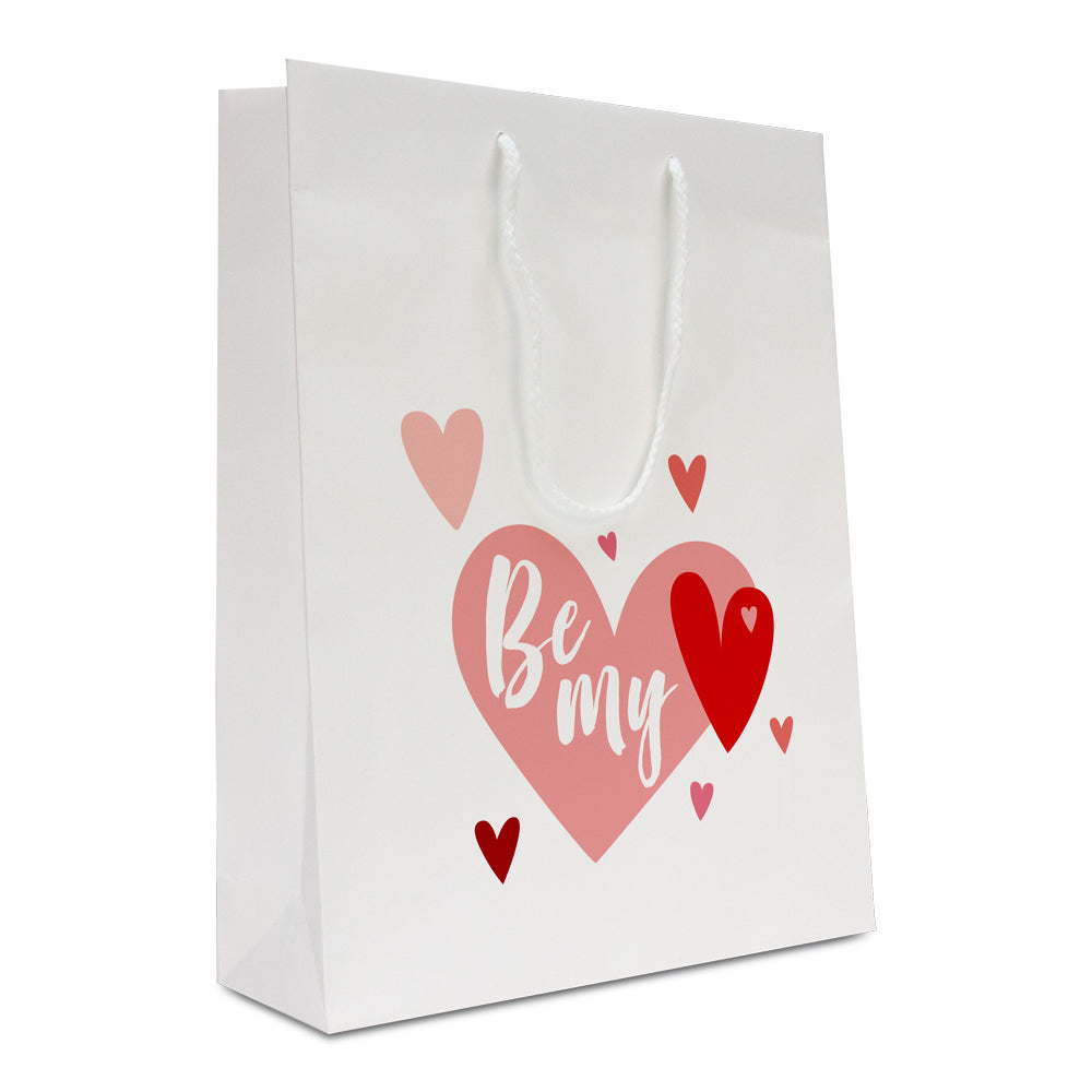 Luxe papieren valentijn tassen "Be my valentine"