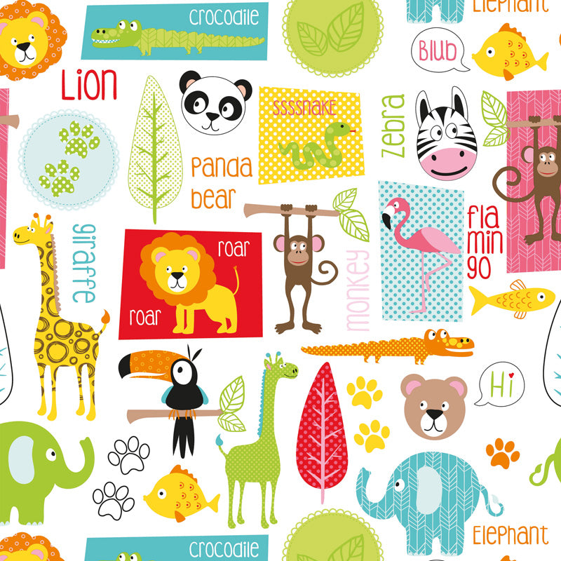 Coated inpakpapier Happy dieren dessin