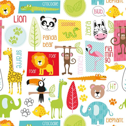 Coated inpakpapier Happy dieren dessin