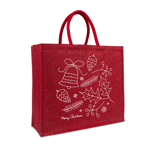 Jute glitter kersttassen Christmas Doodle