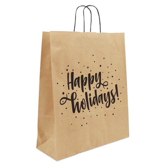 Papieren kersttassen Happy Holidays
