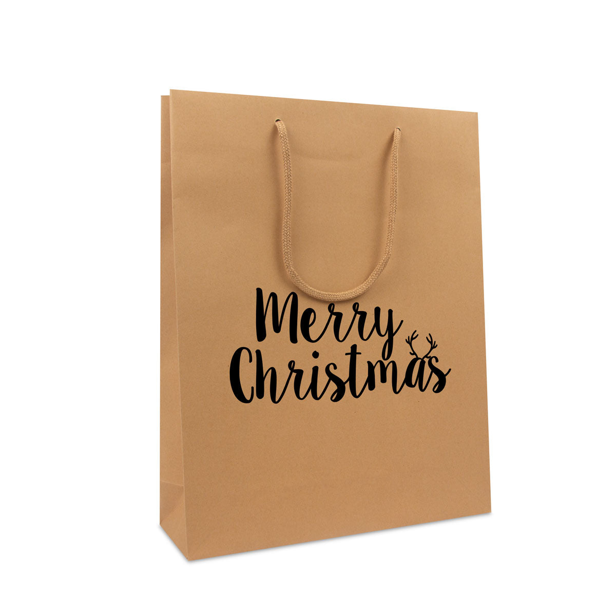 Kraft papieren kersttassen "Merry Christmas"