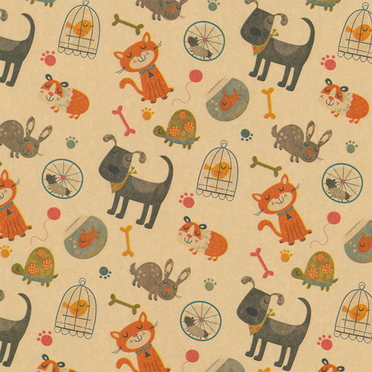 Bruin inpakpapier Dieren dessin