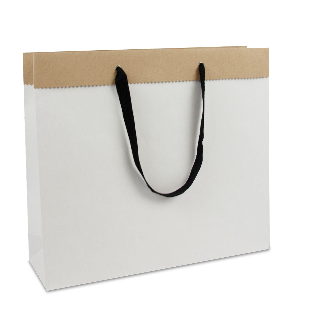 Luxe tassen van gerecycled wit/bruin duplex papier