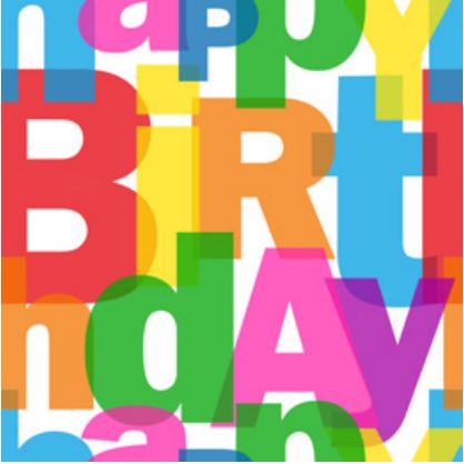 Coated inpakpapier Happy Birthday dessin
