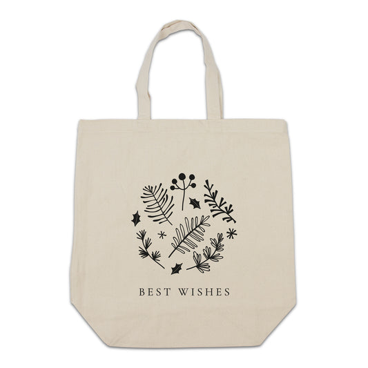 Kerst tote bags canvas "Best Wishes"