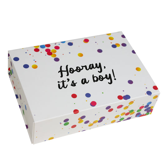 Confetti magneetdozen "Hooray it's a boy!"