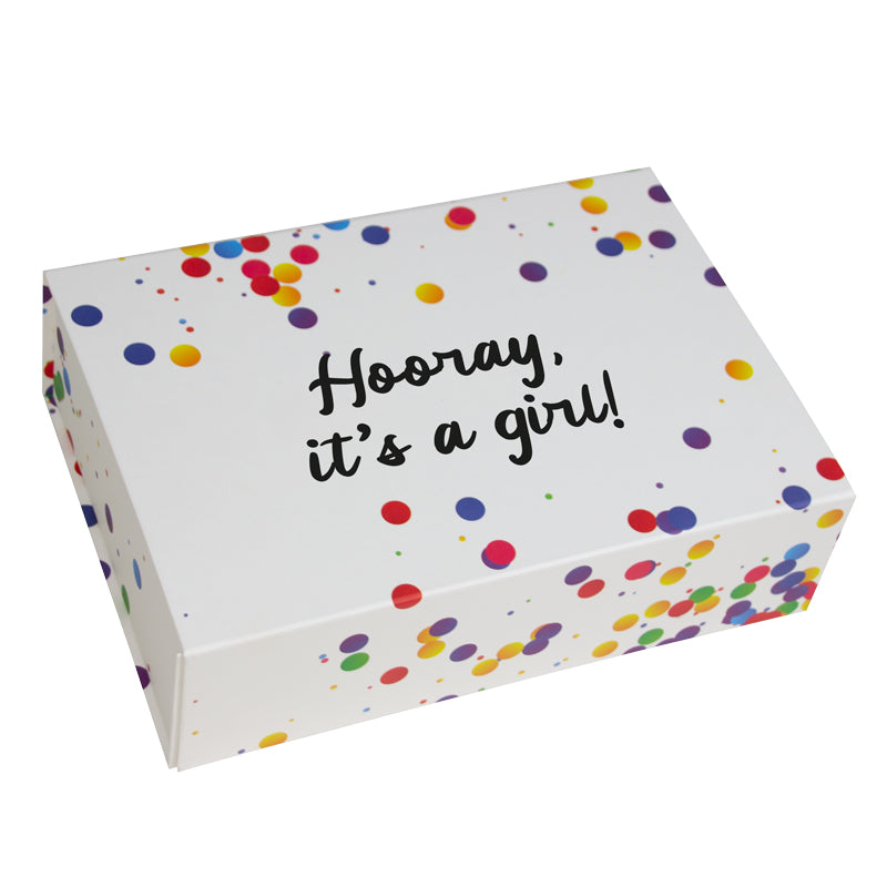 Confetti magneetdozen "Hooray it's a girl!"