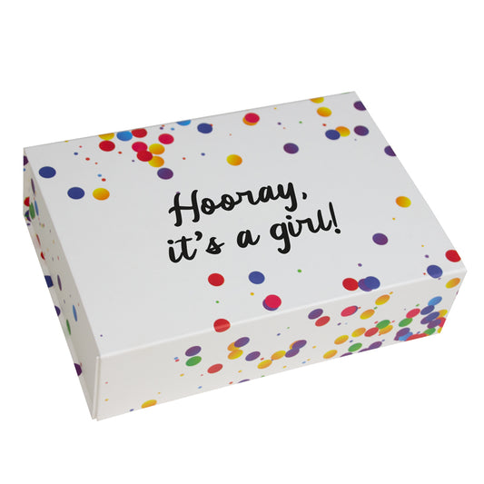Confetti magneetdozen "Hooray it's a girl!"