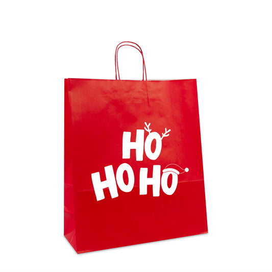 Twisted papieren kersttassen "Ho Ho Ho"