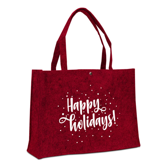 Vilten kersttassen "Happy holidays!"