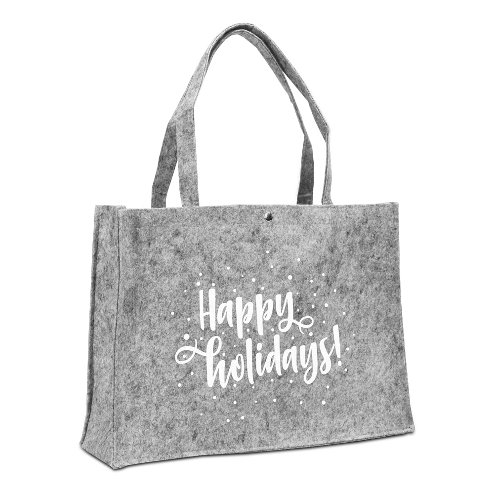 Vilten kersttassen "Happy holidays!"