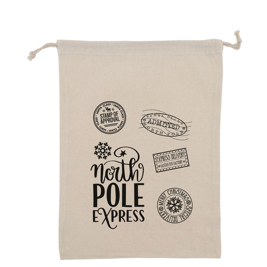 Kerst katoenen geschenkzakjes "North Pole Express"